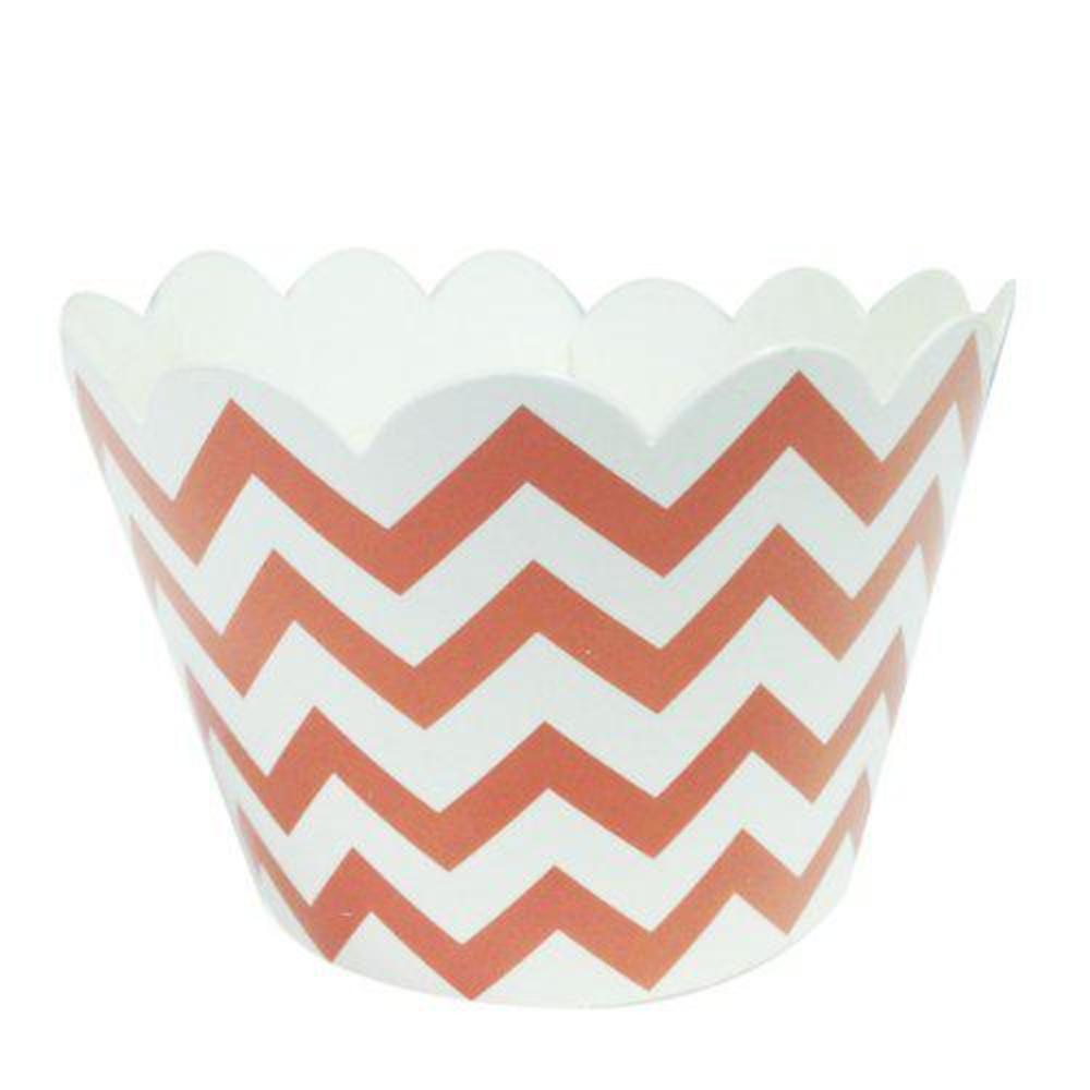 wrapables standard size chevron cupcake wrappers (set of 60), orange