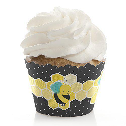 Big Dot of Happiness honey bee - baby shower or birthday party decorations - party cupcake wrappers - set of 12