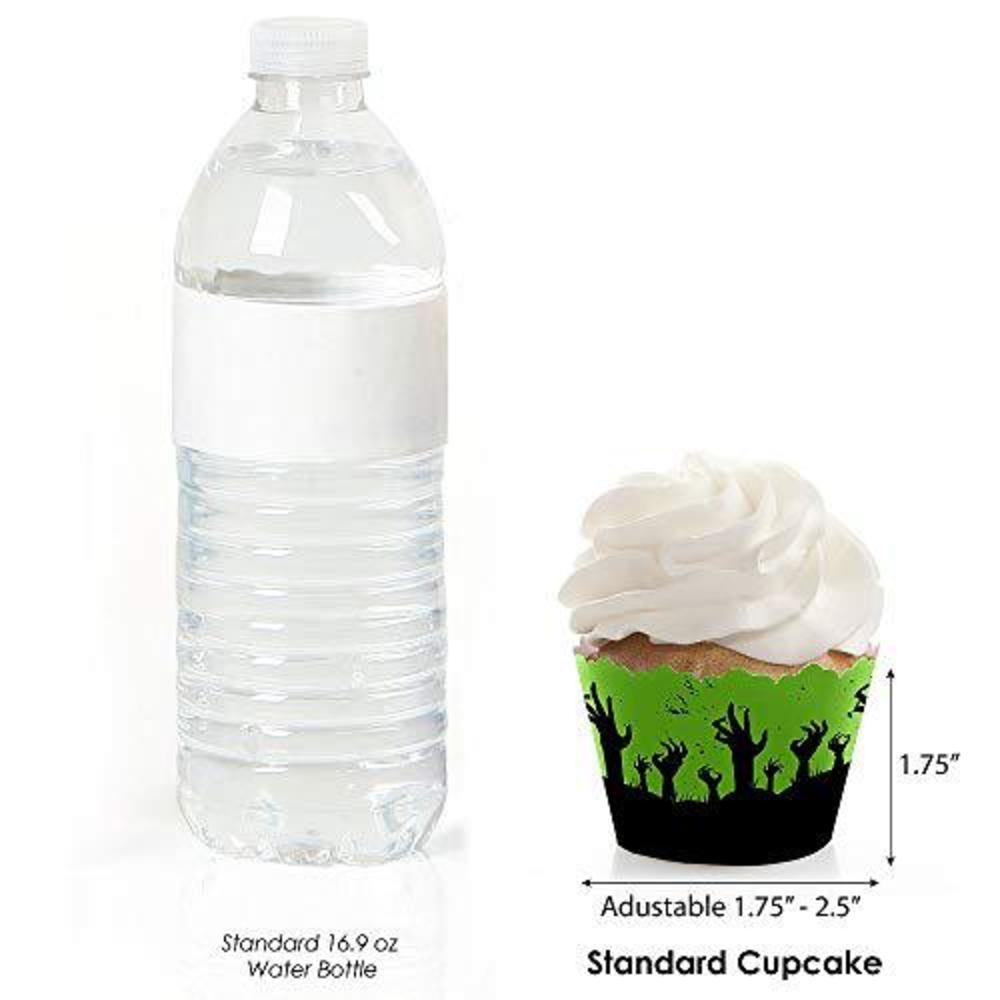 big dot of happiness zombie zone - halloween or birthday zombie crawl party decorations - party cupcake wrappers - set of 12