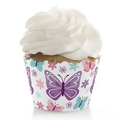big dot of happiness beautiful butterfly - floral baby shower or birthday decorations - party cupcake wrappers - set of 12