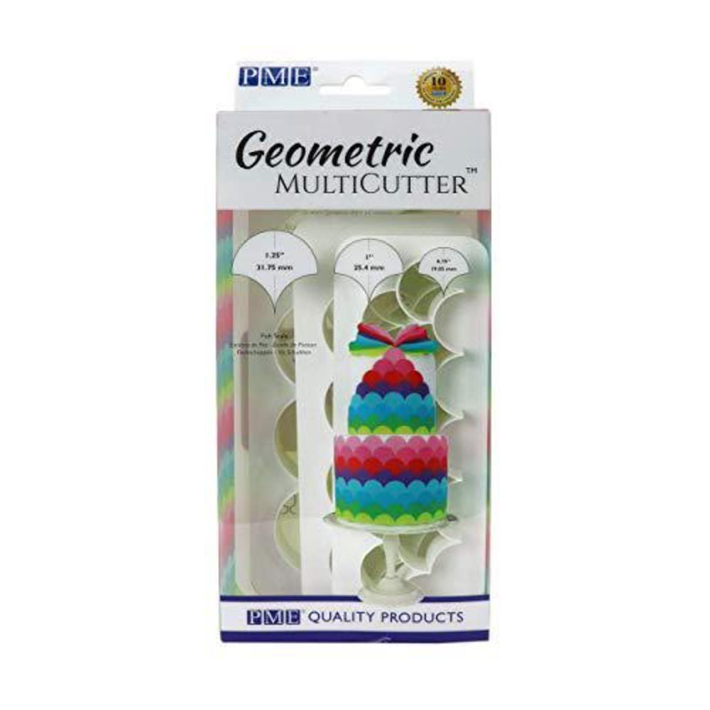 pme geometric multicutters for cake design-fish scale-small, medium & large size, set of 3, white