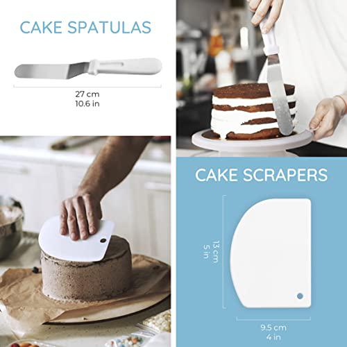 Wenburg cake decorating kit - 51 pcs, cake tools - cake turntable i spinner, piping nozzles, icing scrapers - baking kit i cake makin