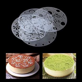 iSuperb isuperb 4 pieces cake top stencils cookie/cake decorating painting  templates baking tool for cupcake wedding cake fondant imp