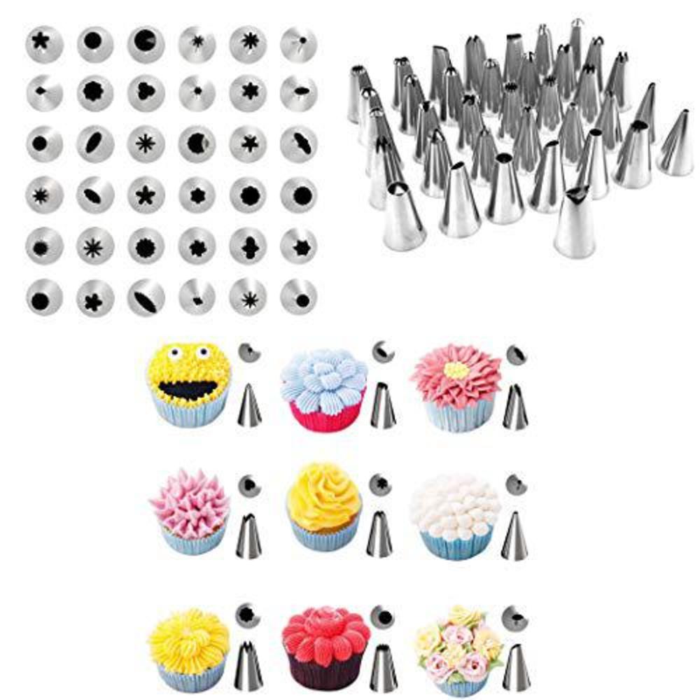 sipliv cake decorating kit (72 pack) with cake turntable, 36 icing tip, disposable bag, pastry bags, scrapers,smoother, flowe