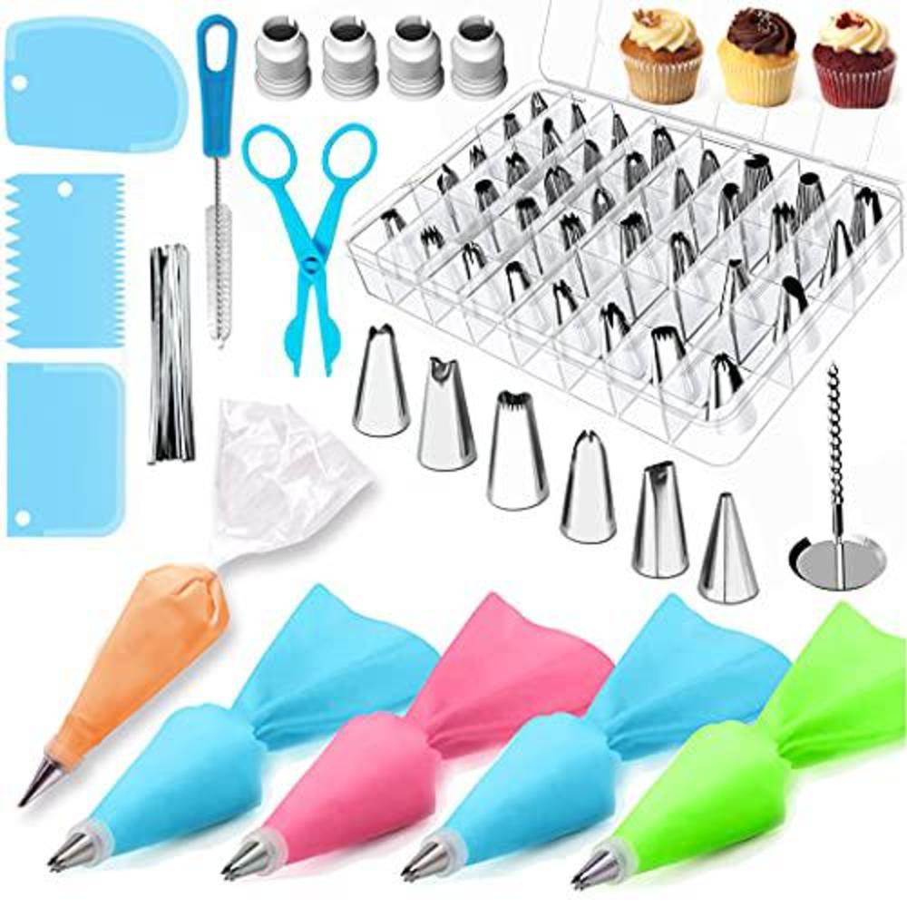 sipliv cake decorating kit (72 pack) with cake turntable, 36 icing tip, disposable bag, pastry bags, scrapers,smoother, flowe