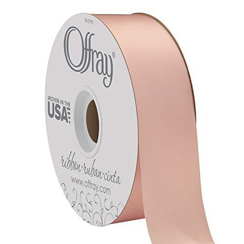 berwick offray 1.5" wide double face satin ribbon, pale peach pink, 50 yds