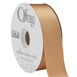 berwick offray 1.5" wide double face satin ribbon, oatmeal brown, 50 yds