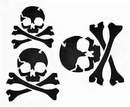 Rubstamper skull crossbones 3", 2.5", 2" reusable sturdy stencil clear  custom cut plastic sheet template cutout