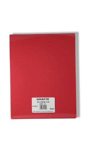 Grafix Film Red, 85 X 11A, Pack Of 50, Opaque Sheets, Design Your Art And Shrink It To Create Jewelry, Embellishments, Paper Cra