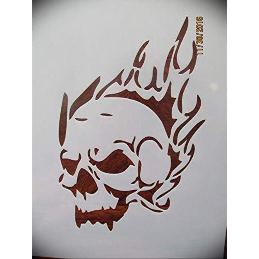 Rubstamper flaming skull cracked skull logo stencil pack reusable 10 mm mylar logo stencils logo arts and crafts material scrapbooking f