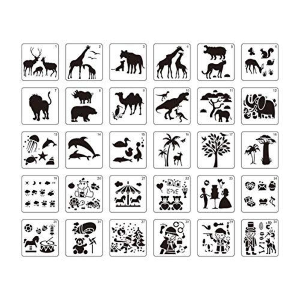 Weiking 30 pcs painting stencil animal painting templates for kids crafts,  five different patterns of painting