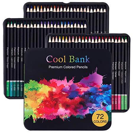 Cool Bank RNAB07MDG3CWK 72 professional colored pencils, artist pencils set  with 2 x 50 page drawing pad(a4), premium artist soft series lead with vi