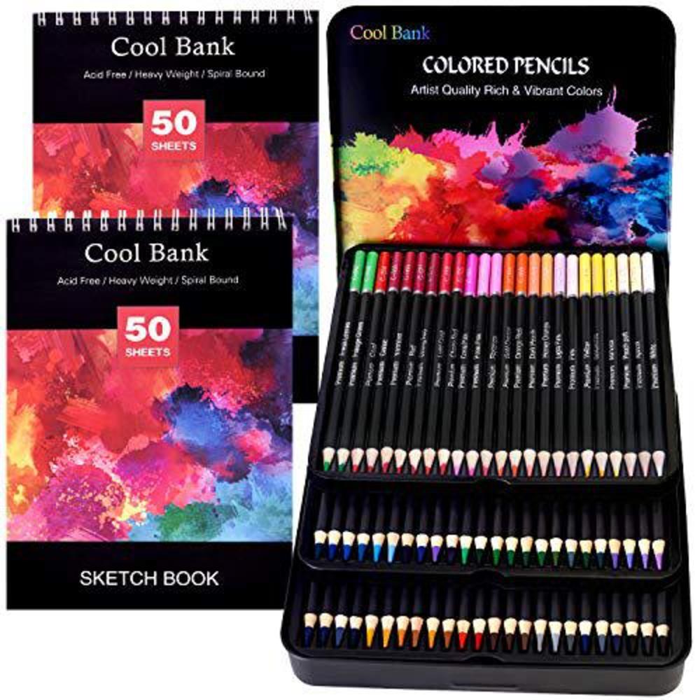 Cool Bank 72 professional colored pencils, artist pencils set with 2 x