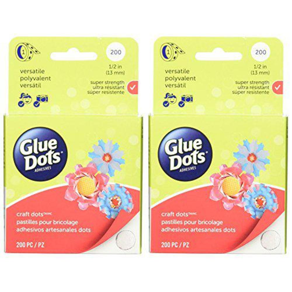 Glue Dots 2-pack - glue dots craft roll, each contains 200 (.5 inch) adhesive craft dots (08165)