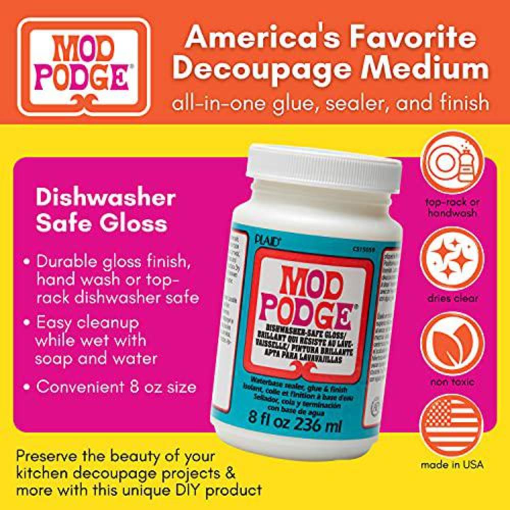 mod podge dishwasher safe waterbased sealer, glue and finish (8-ounce), cs15059 gloss, 8 ounce