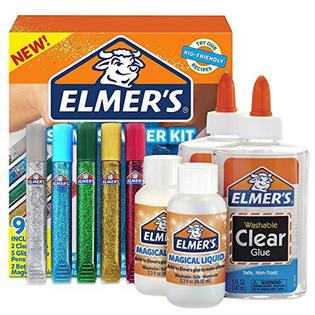 Elmer's RNAB073K42ZL3 elmer?s slime starter kit, clear school glue, glitter  glue pens & magical liquid activator solution, 9 count