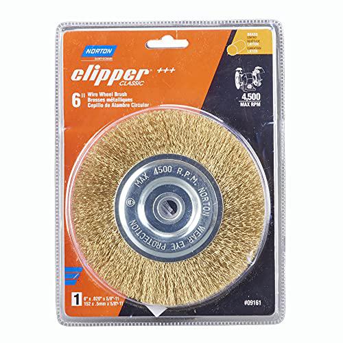 norton wire brush, clipper 6" wire wheel for angle grinder, coated brass brush for cleaning, crimped wire metal brush, pack o