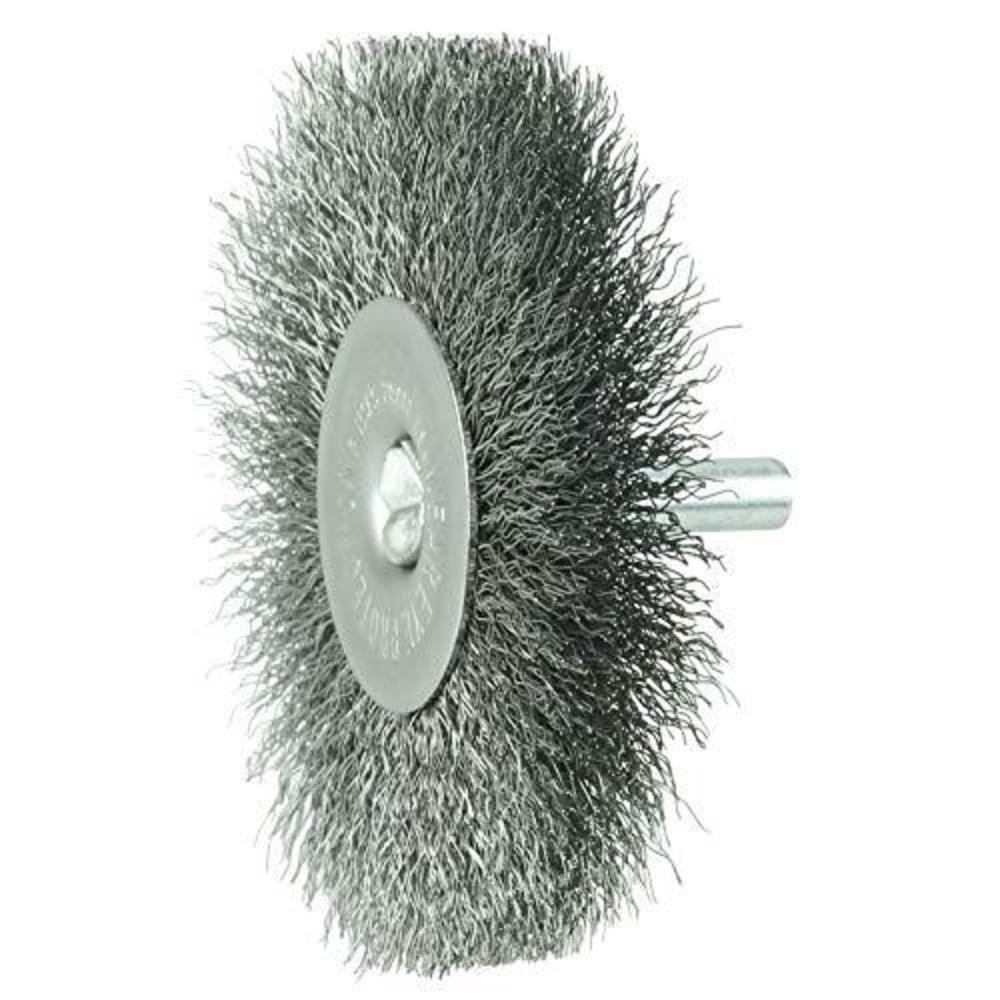 weiler 17978 3" stem-mounted crimped wire radial wheel.008" stainless steel fill, 1/4" stem, made in the usa (pack of 10)