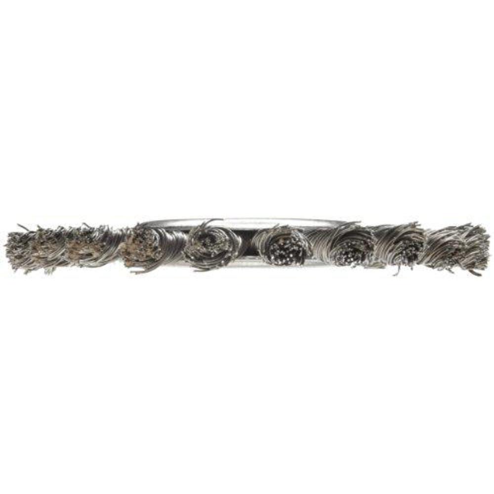 weiler 08565 6" cable twist knot wire wheel, .023" steel fill, 5/8"-1/2" arbor hole, made in the usa