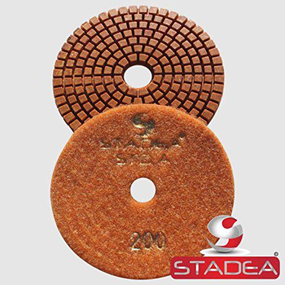 stadea grit 200 (2 pieces) 5" diamond polishing pads for granite marble concrete stone polishing wet grinder