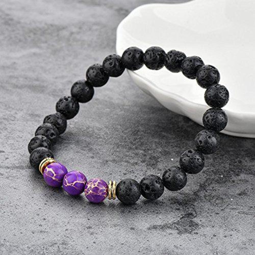 mystiqs lava rock & purple jasper beaded bracelet essential oil diffuser for men,women + free aromatherapy e-book ideal for a