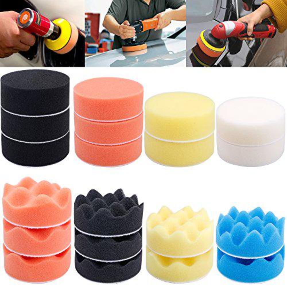 augshy 31 pcs 3 inch buffing polishing pads for drill adapter car auto polisher