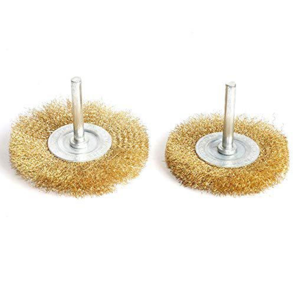 fppo brass wire wheel brush kit for drill,crimped cup brush with 1/4-inch shank,0.13mm true brass wire,soft enough to cleanin