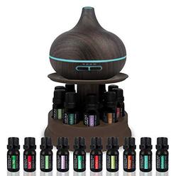 Pure Daily Care ultimate aromatherapy ultrasonic 300ml diffuser & top 10 therapeutic grade essential oils set w/rotating display stand - 4 ti