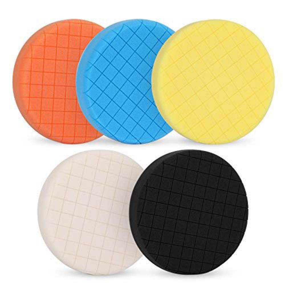 avid power 6 inch buffing polishing pads 5pcs for 6 inch backing plate, compound buffing sponge pads for car buffer polisher 