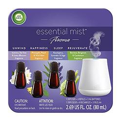 Airwick air wick essential mist oils 1 diffuser with 4 rejuvenate refills, aromatherapy combination with sleep, unwind and happiness,