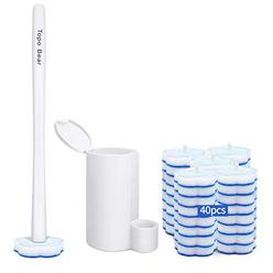 Topo Bear Disposable Toilet Bowl Brush With 40 Toilte Wand Refills, Toilet Bowl Cleaner Wands, Toilet Cleaning System Starter Ki