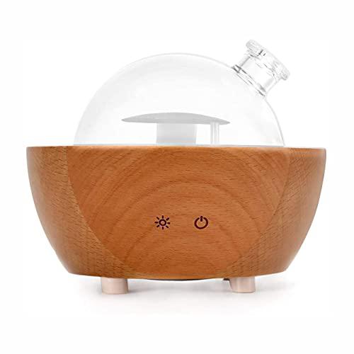 kakoda glass aromatherapy essential oil diffuser, 200ml natural wood base, desktop ultrasonic aroma diffuse essential oil humidifier