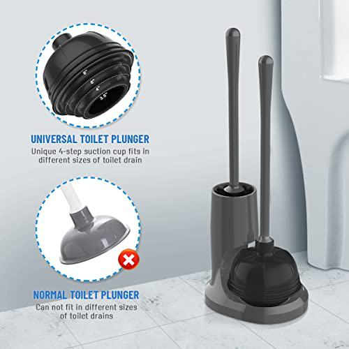 uptronic toilet plunger and brush, unique toilet plunger and bowl brush with holder combo, 2-in-1 toilet brush and plunger co