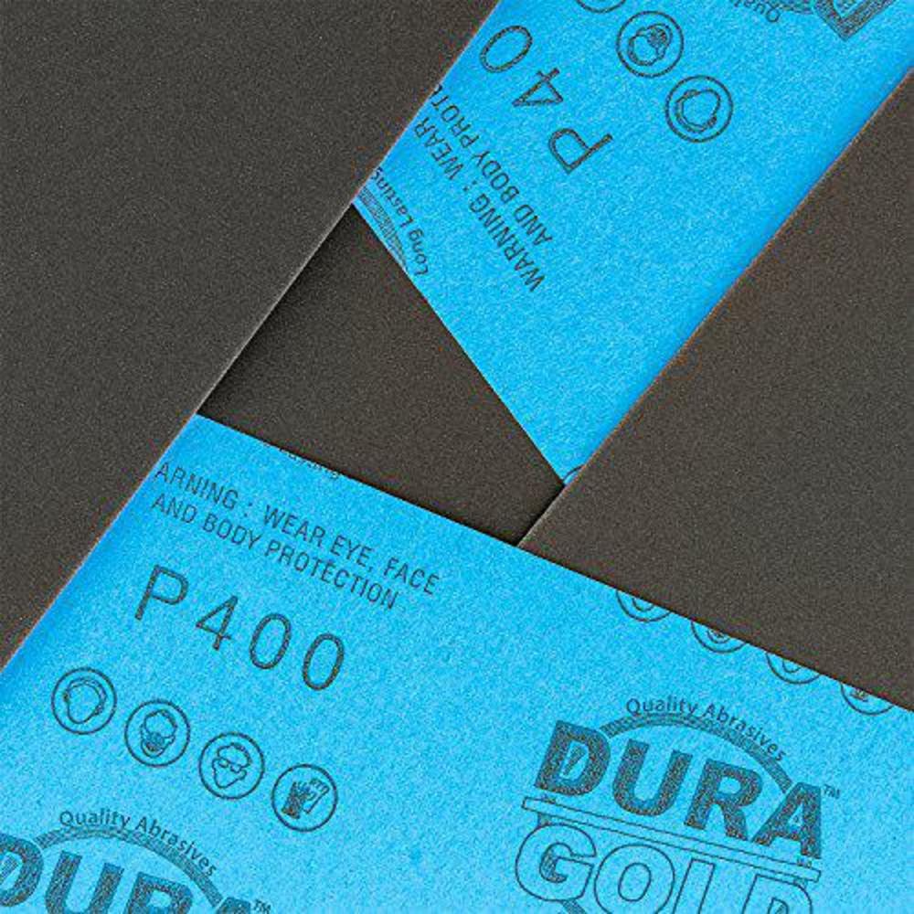 dura-gold premium 400 grit wet or dry sandpaper sheets, 5-1/2" x 9", box of 25 - fine-cut sanding, detailing, polishing autom