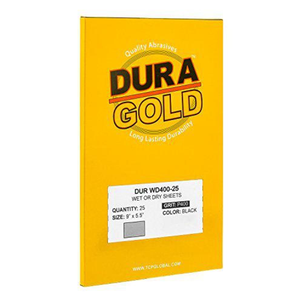 dura-gold premium 400 grit wet or dry sandpaper sheets, 5-1/2" x 9", box of 25 - fine-cut sanding, detailing, polishing autom