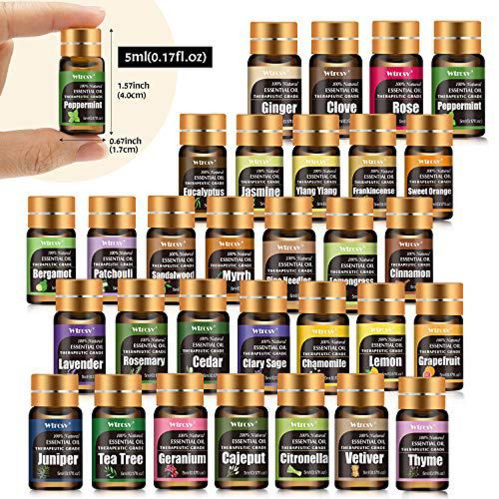 Wtrcsv essential oils set -therapeutic grade essential oils - 100% natural essential oils-perfect for diffuser, humidifier,aromather