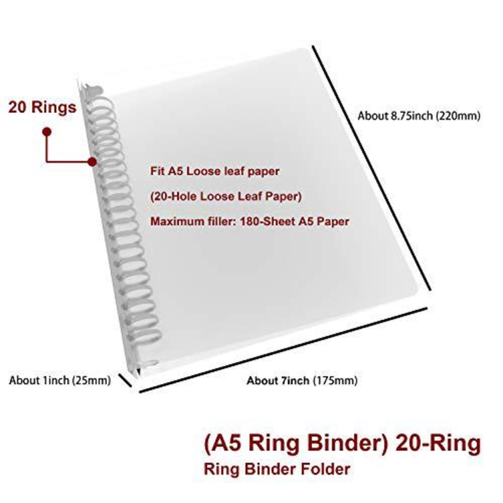nctinystore 20-hole ring binder, loose leaf folder, a5 folder, can filler paper folder (20 ring binder, a5)
