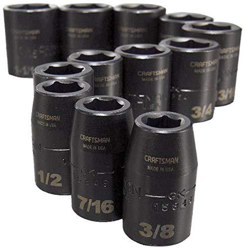 craftsman 9-15884 6 point 1/2-inch drive standard easy to read impact socket set, 12-piece
