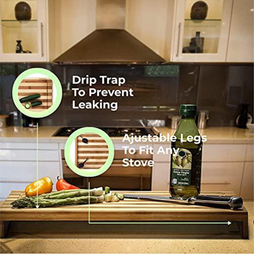 prosumer\'s choice prosumer's choice stovetop cover bamboo cutting board | premium, sustainable, expands kitchen space, easy to clean - with adj