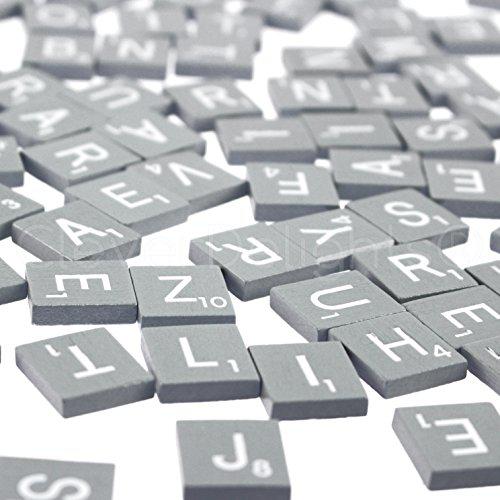CleverDelights cleverdelights 100 wood letter tiles - gray color - complete  set - game replacement pieces