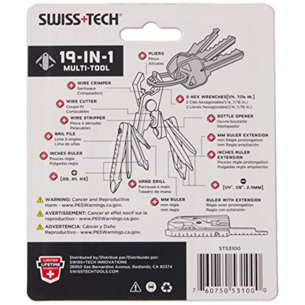 Swiss Tech swiss+tech st53100 polished ss 19-in-1 micro pocket multitool for camping, outdoors, hardware