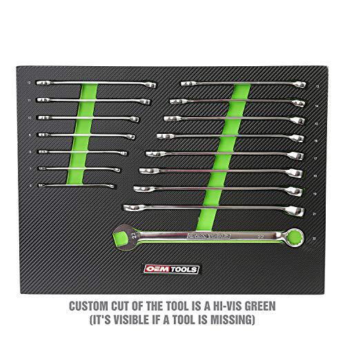 oemtools 23994 16 piece combo wrench set, metric wrench set for common jobs, foam eva tray with etched sizes for tool boxes a