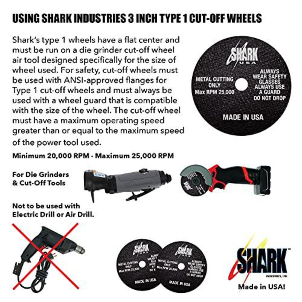Shark Welding shark industries pn-26-6 die grinder cut-off wheels - 6 pack, 3-inch x 1/32? x 3/8? shark type-1 double-reinforced thin wheel