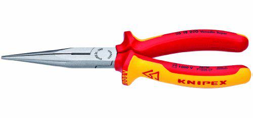 knipex tools - long nose pliers with cutter, 1000v insulated (2618200us), 8 inches