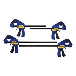 irwin quick-grip bar clamp, one-handed, mini, 6-inch (2), 12-inch (2), 4-pack (1964748) blue, yellow