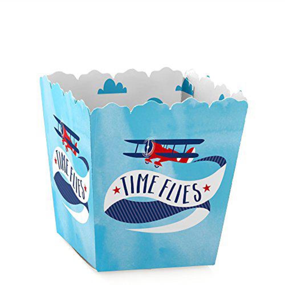 Big Dot of Happiness taking flight - airplane - party mini favor boxes - vintage plane baby shower or birthday party treat candy boxes - set of 12