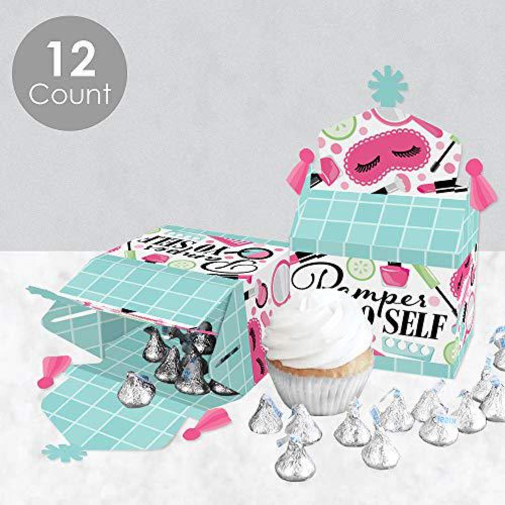 big dot of happiness spa day - treat box party favors - girls makeup party goodie gable boxes - set of 12