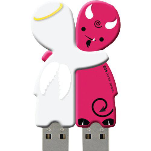 dane-elec 4gb usb sharebytes flash drives, 2 pack, devil and angel (da-z04gsbk4-c)