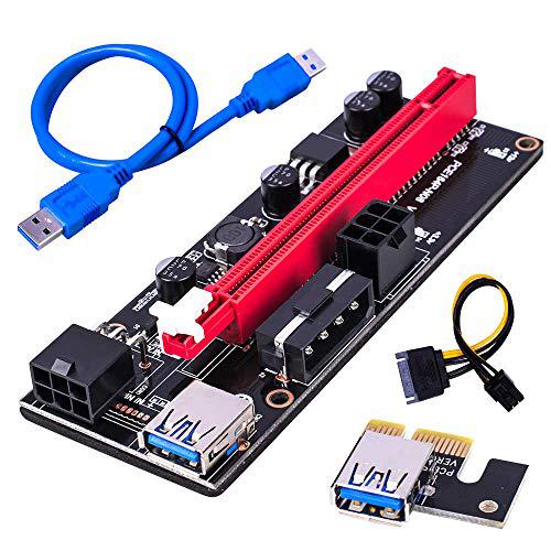 bulletproof mining graphics card pcie riser ver 009s 16x to 1x powered riser adapter card w/ usb 3.0 extension cable & 6-pin 