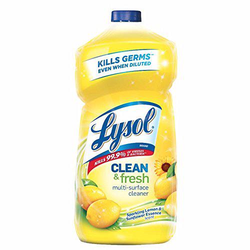 lysol multi-surface cleaner, sanitizing and disinfecting pour, to clean and deodorize, sparkling lemon & sunflower essence, 4
